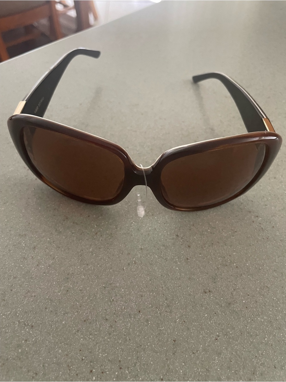 kate spade Brown Oversized Oval Sunglasses with Gold Accents - Picture 6 of 9